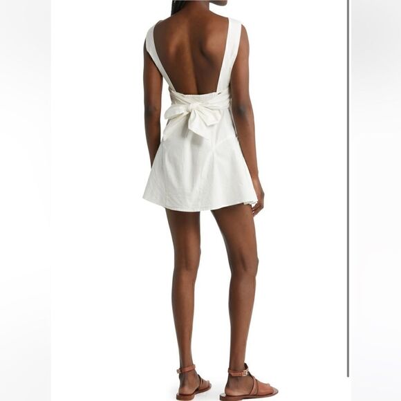 NWOT Free People Eye Catching Mini Dress Sleeveless Open Back Bow V Neck L - Picture 14 of 16